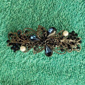 Hair Barrettes for Women Ladies, Blue Flower Crystal Rhinestones